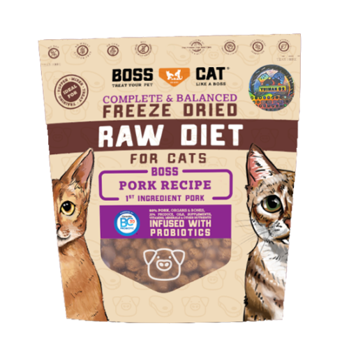 Boss Cat 255g Freeze Dried Raw Diet ((Pork Recipe)) for Cats 貓用主食凍乾 生豬肉配方 貓糧 9oz (EXP: 07/2月/2028)